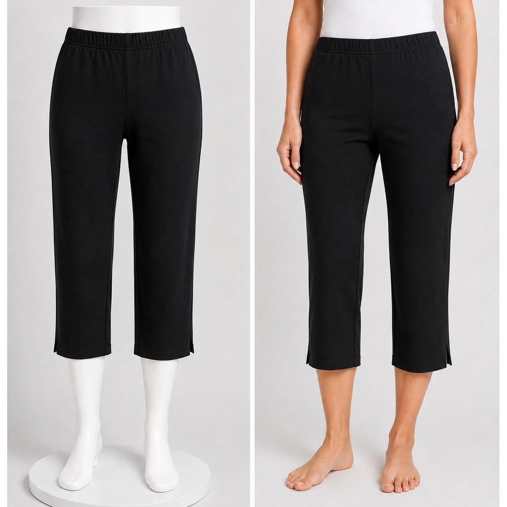 Women with Control Crop Leggings Womens Size S Black Tummy Control Stretch Pants